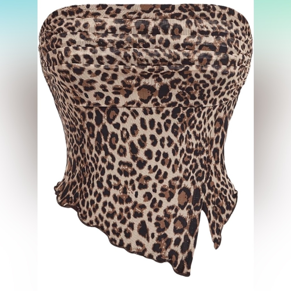 Leopard Print Strapless Top